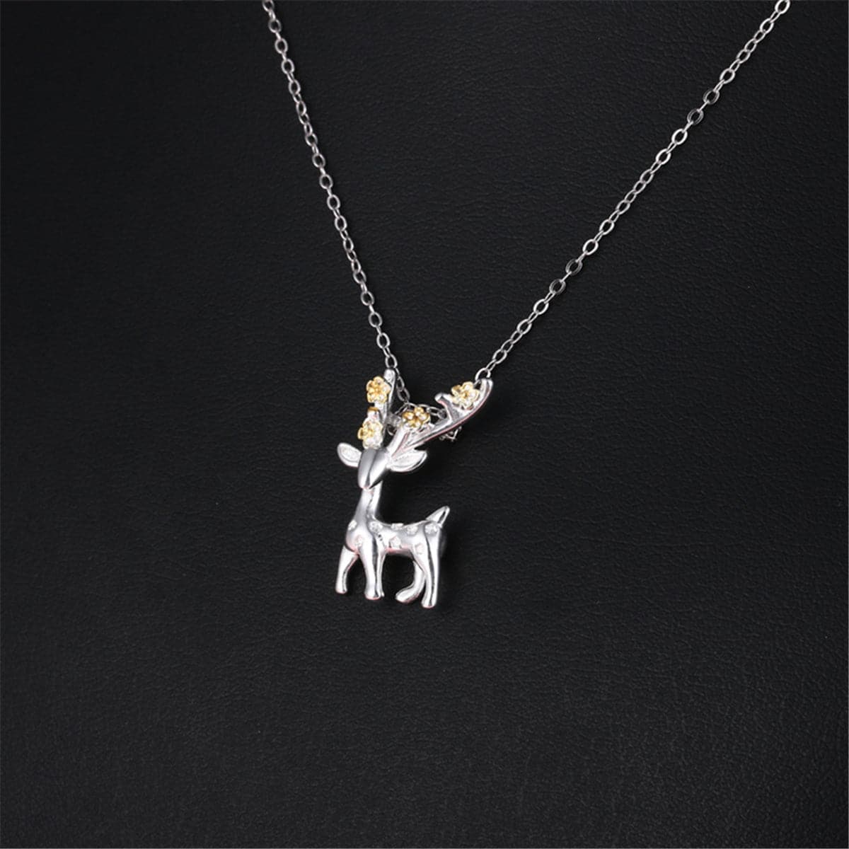 Two-Tone Deer Pendant Necklace