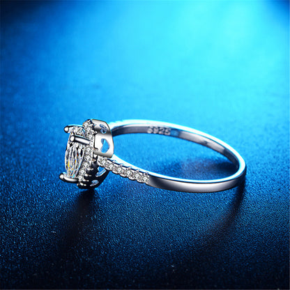 Pear-Cut Crystal and Silver-Plated Teardrop Ring, silver statement rings for women, everyday style, side view