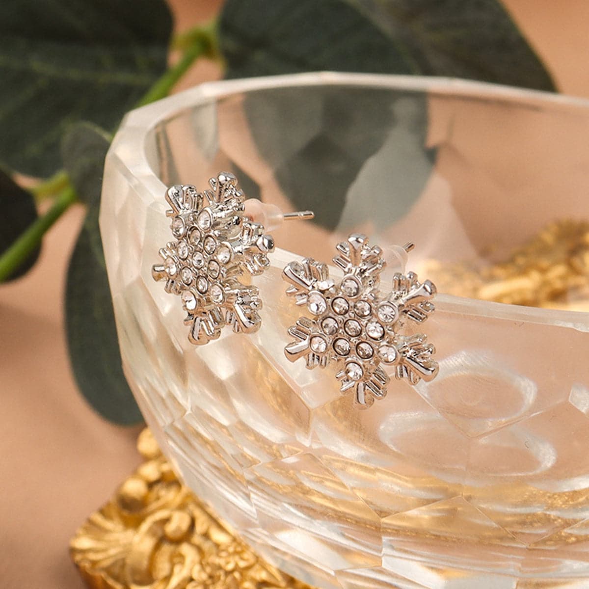 Cubic Zirconia & Silver-Plated Snowflake Stud Earrings