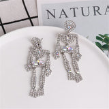 Crystal & Cubic Zirconia Skeleton Drop Earrings
