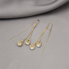 Cubic Zirconia & 18K Gold-Plated '1314' Forever Teardrop Ear Threaders