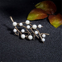 Imitation Pearl & Cubic Zirconia Branch Brooch