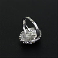 cubic zirconia & Silver-Plated Oval Sunflower Band Ring - streetregion