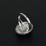 cubic zirconia & Silver-Plated Oval Sunflower Band Ring - streetregion