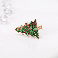 Cubic Zirconia & 18K Gold-Plated Towering Christmas Tree Brooch