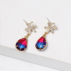 Blue Ombré Crystal & Cubic Zirconia Pear Star Drop Earrings