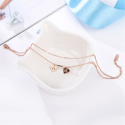 18K Rose Gold-Plated Heart Layer Anklet, rose gold anklet bracelet, everyday style, styled look