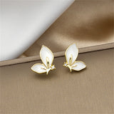 Cubic Zirconia & Enamel 18k Gold-Plated Butterfly Stud Earrings