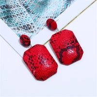 Red Serpentine Geometric Drop Earrings