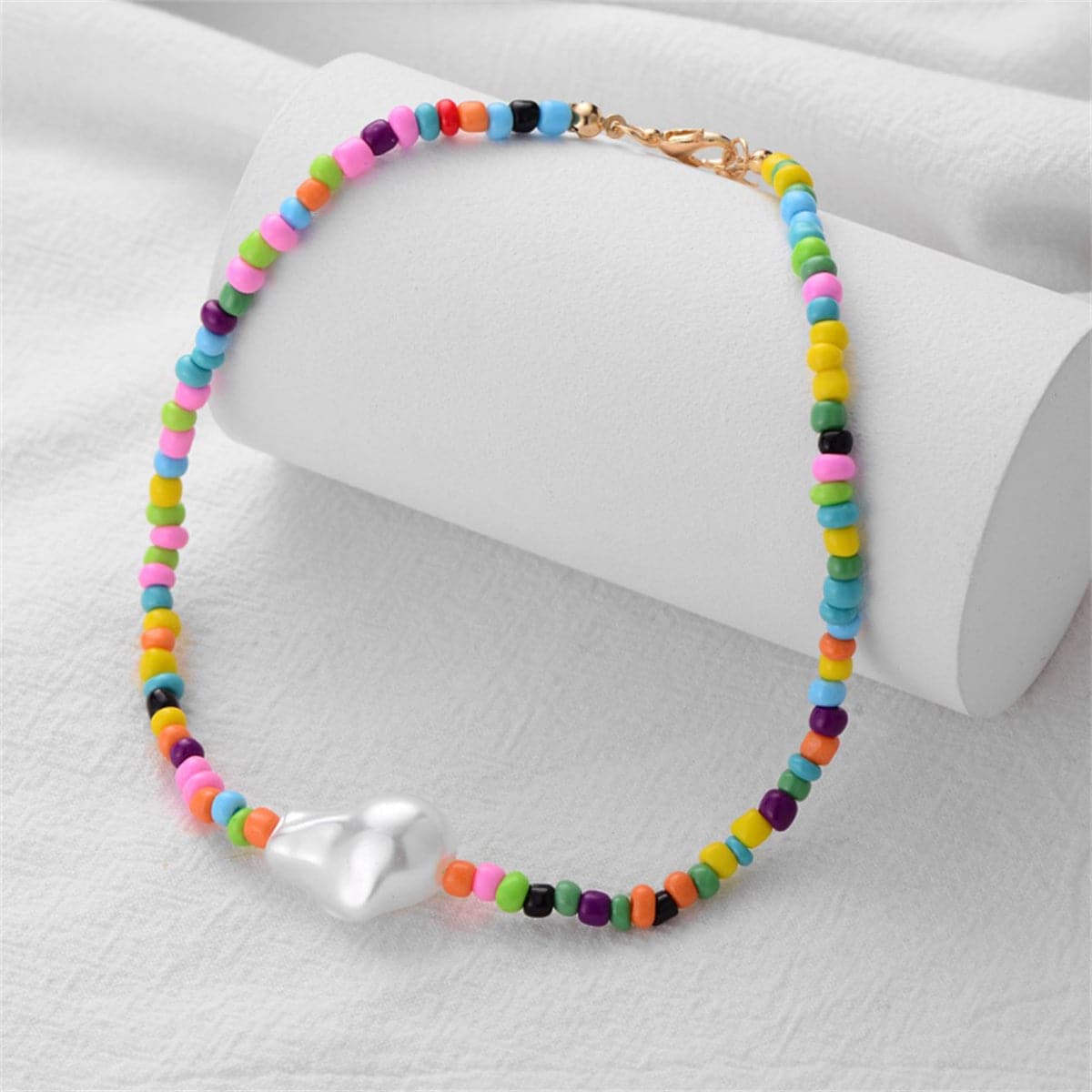 Howlite & Pearl 18k Gold-Plated Bead Necklace