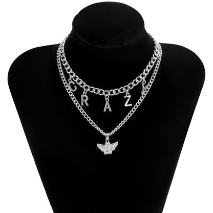 Silver-Plated 'Crazy' Angel Pendant Necklace Set, jewelry gift sets for women, botanical inspired, styled look
