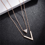 cubic zirconia & 18k Rose Gold-Plated Triangle Layered Necklace - streetregion