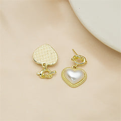 Pearl & 18K Gold-Plated Knot Heart Drop Earrings