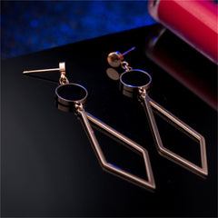 Black & 18K Rose Gold-Plated Rhombus Drop Earring