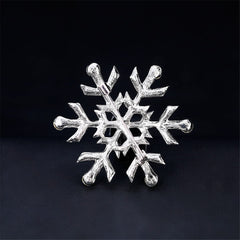 Cubic Zirconia & Silver-Plated Snowflake Brooch