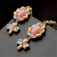 Cubic Zirconia & 18k Gold-Plated Marquise Cluster Drop Earrings