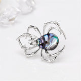Cubic Zirconia & Abalone Shell Spider Brooch
