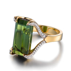 Green cubic zirconia & Crystal Baguette-Cut Ring - streetregion