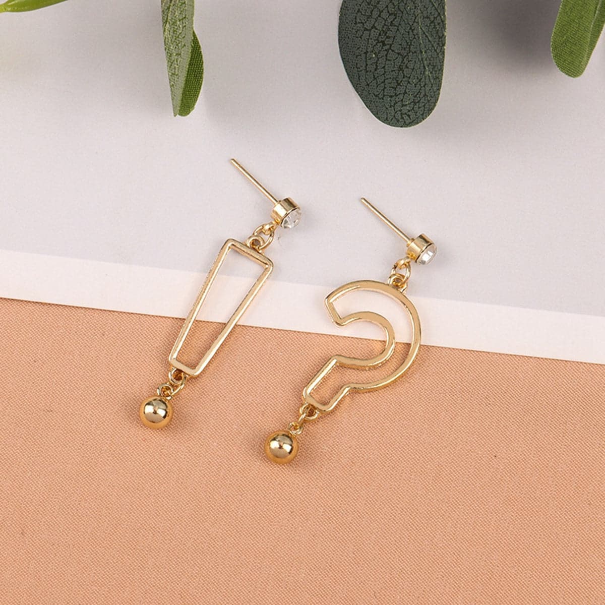 Cubic Zirconia and 18K Gold-Plated Expression Drop Earrings, gold drop earrings for women, everyday style, front view