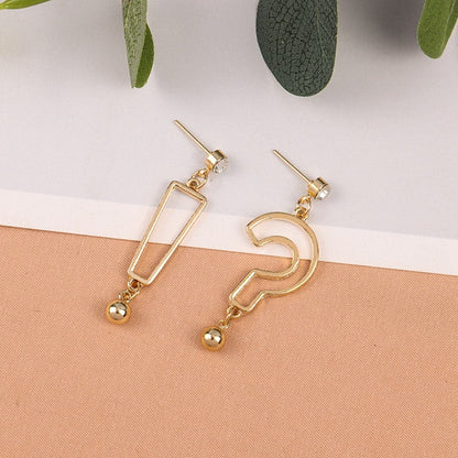 Cubic Zirconia and 18K Gold-Plated Expression Drop Earrings, gold drop earrings for women, everyday style, front view