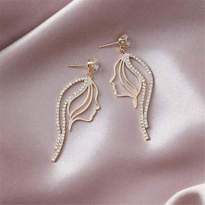 Cubic Zirconia and 18K Gold-Plated Abstract Figure Drop Earrings, gold drop earrings for women, side view