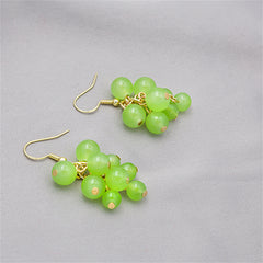 Jade & 18K Gold-Plated Grape Earrings