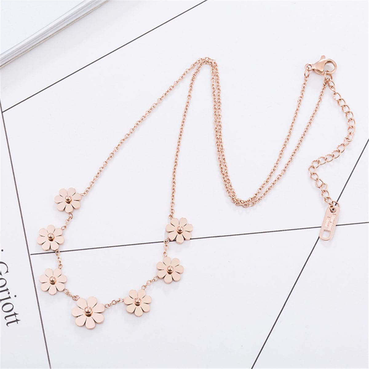 18k Rose Gold-Plated Sunflower Station Necklace - streetregion