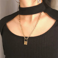 18k Gold-Plated Lock Pendant Necklace