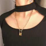 18k Gold-Plated Lock Pendant Necklace