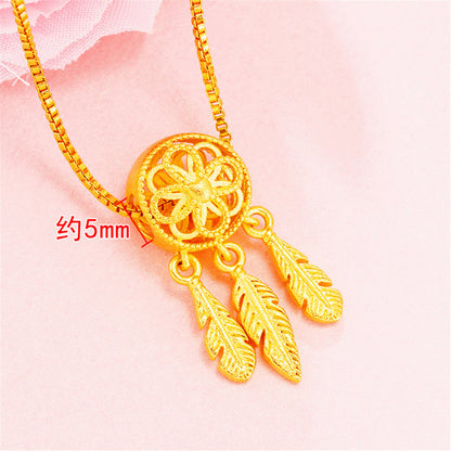 24K Gold-Plated Open Dream Catcher Pendant Necklace, gold pendant necklace for women, elegant gift for her, side view