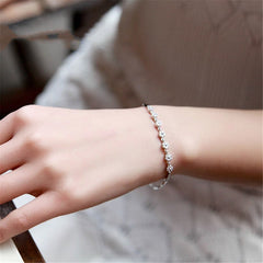 cubic zirconia & Fine Silver-Plated Seven-Flower Bracelet - streetregion