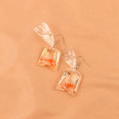 Orange & Silver-Plated Carp Shape Drop Earrings