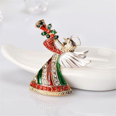 Cubic Zirconia & Enamel 18K Gold-Plated Angel Brooch