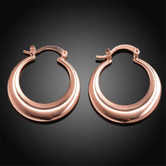 Rose Goldtone Smooth Hoop Earrings - streetregion