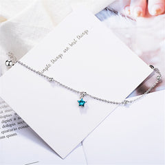 Blue Crystal & Rhodium-Plated Star Bracelet - streetregion