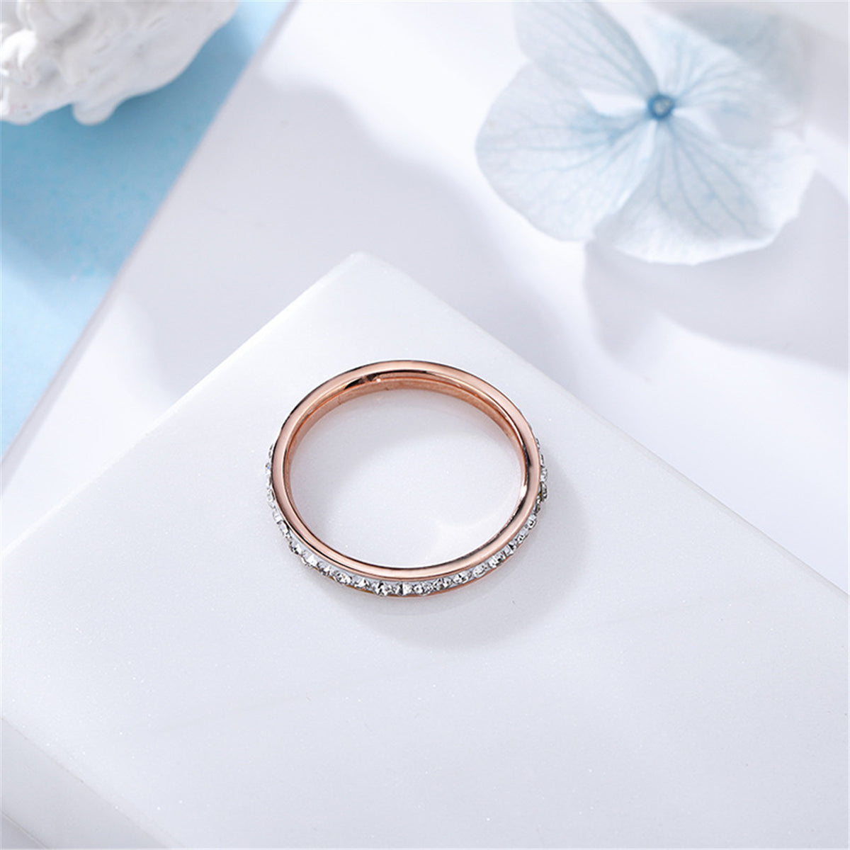 Cubic Zirconia and 18K Rose Gold-Plated Band, rose gold statement rings for women, everyday style, styled look