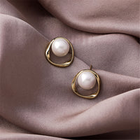 Pearl & 18k Gold-Plated Stud Earrings