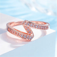 Cubic Zirconia & 18k Rose Gold-Plated Ribbon Band