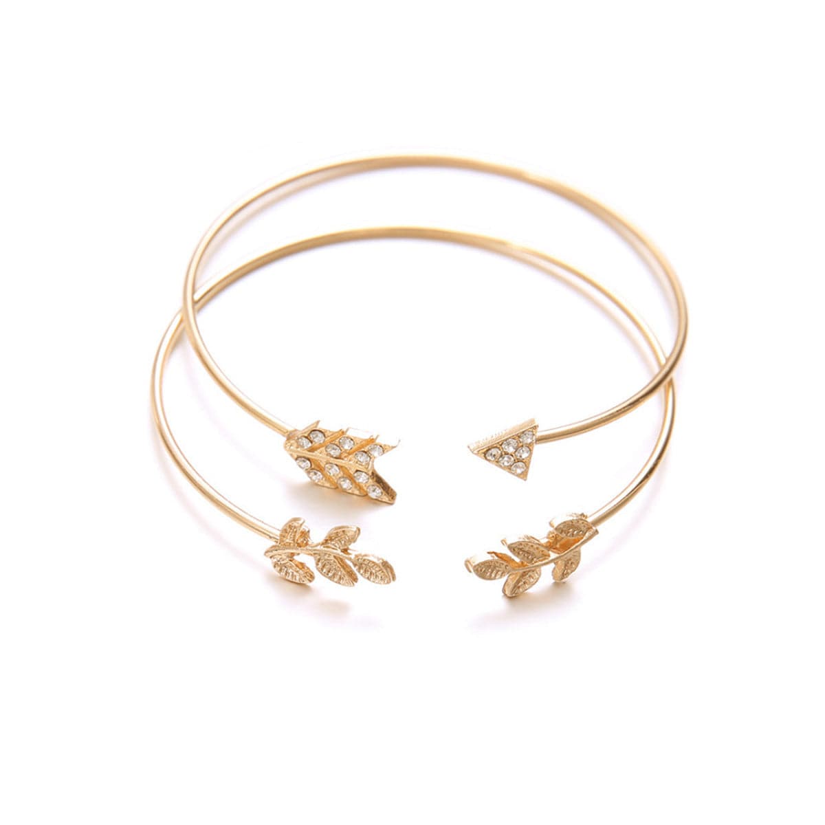 Cubic Zirconia and 18K Gold-Plated Pavé Arrow Cuff Bracelet Set, jewelry gift sets for women, detail close-up