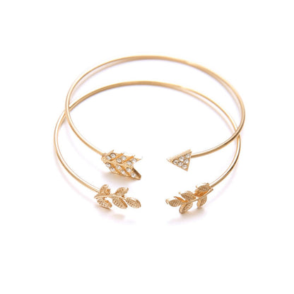 Cubic Zirconia and 18K Gold-Plated Pavé Arrow Cuff Bracelet Set, jewelry gift sets for women, detail close-up