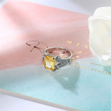 Yellow Crystal & Cubic Zirconia Princess-Cut Ring