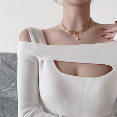 Pearl & 18K Gold-Plated Pendant Necklace