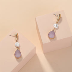 Pearl & Pink Resin 18K Gold-Plated Drop Earrings