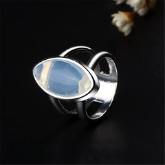 Opal & Silver-Plated Double-Band Ring - streetregion