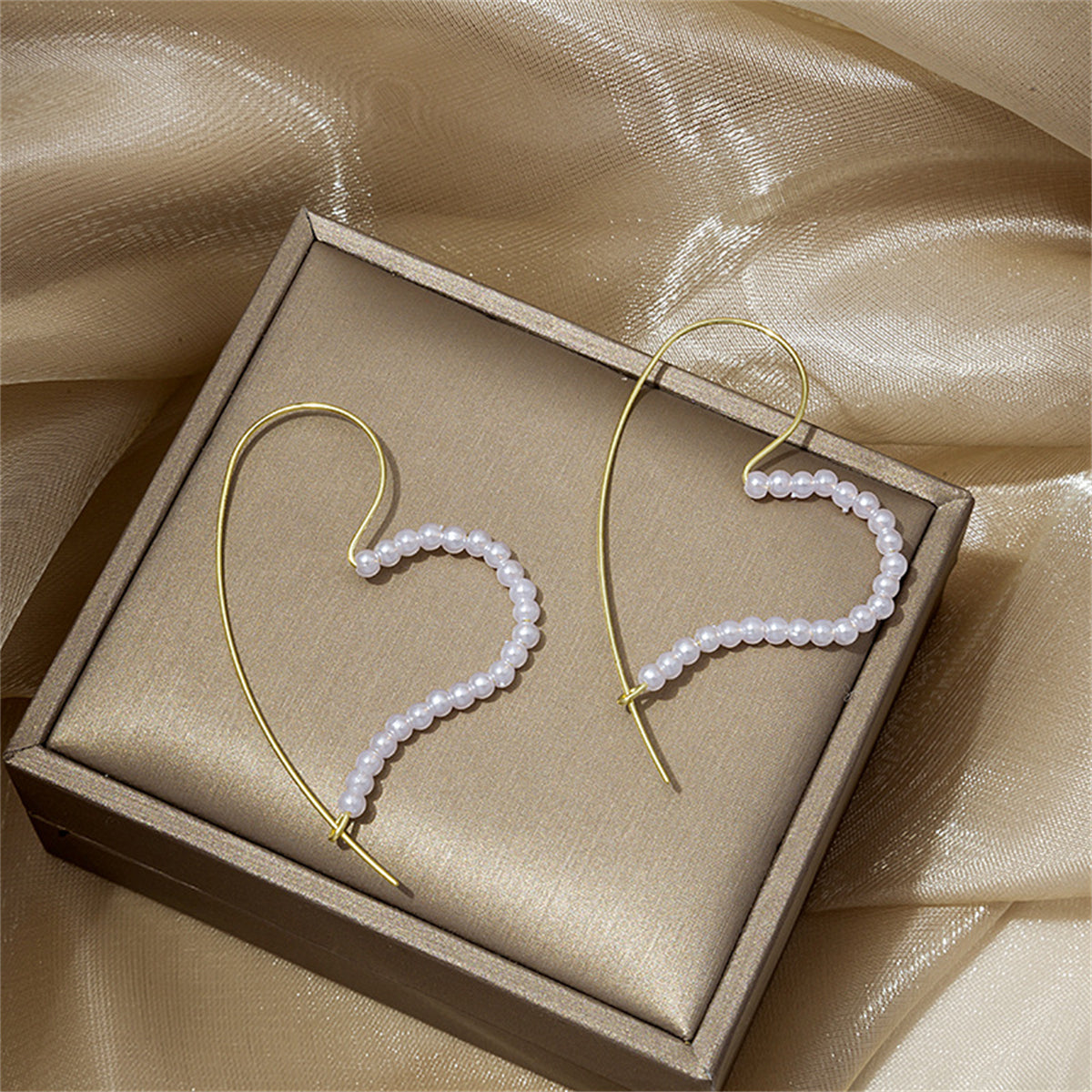 Pearl & 18K Gold-Plated Heart Hoop Earring