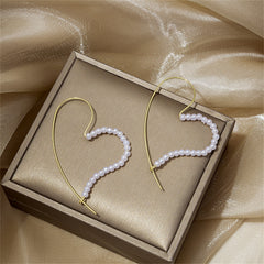 Pearl & 18K Gold-Plated Heart Hoop Earring