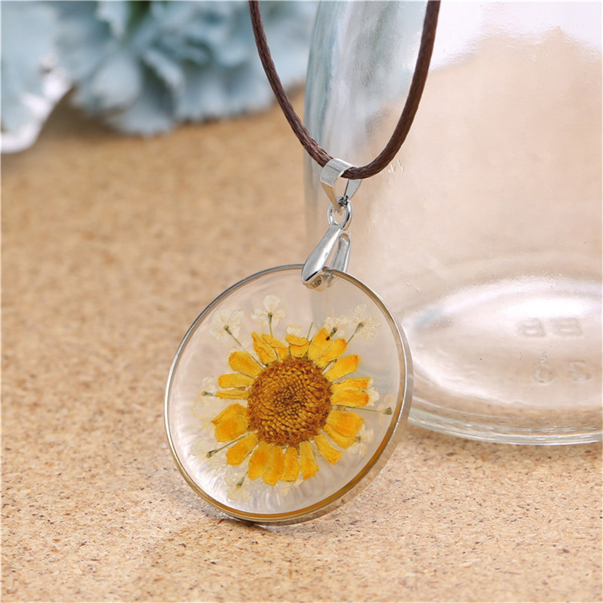 Yellow Mum Pendant Necklace, pendant necklace for women, everyday style, lifestyle look