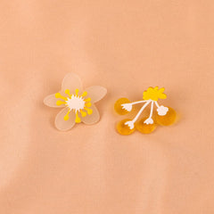 Yellow & White Mismatch Flower Stud