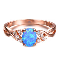 Blue Opal & 18k Rose Gold-Plated Twist Ring - streetregion
