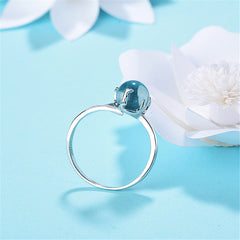 Blue Crystal & Silver-Plated Fishtail Bypass Ring